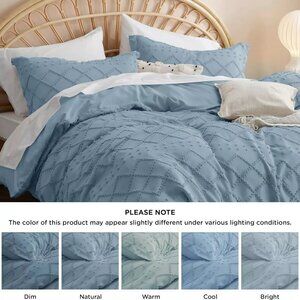 Bedsure Duvet Cover Set-Solid Embroidery 104x98
